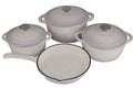 Delica 7 Piece Cast Iron Dutch Oven Cookware Pot Set - Grey