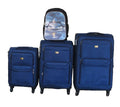 Navy Fabric Spinner Luggage Set with Science Fiction Aircraft backpack