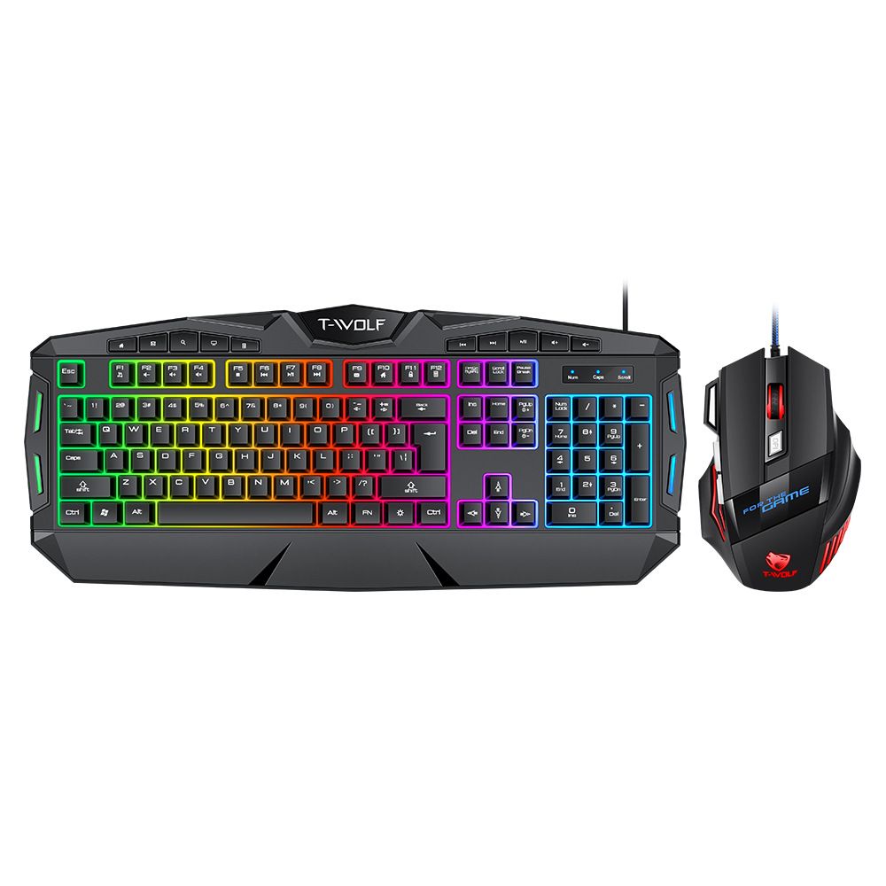 T-WOLF "TF390" Wired RGB Gaming Keyboard & Mouse Combo