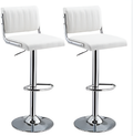 2pcs Kitchen Bar Stools with Chrome Base - White