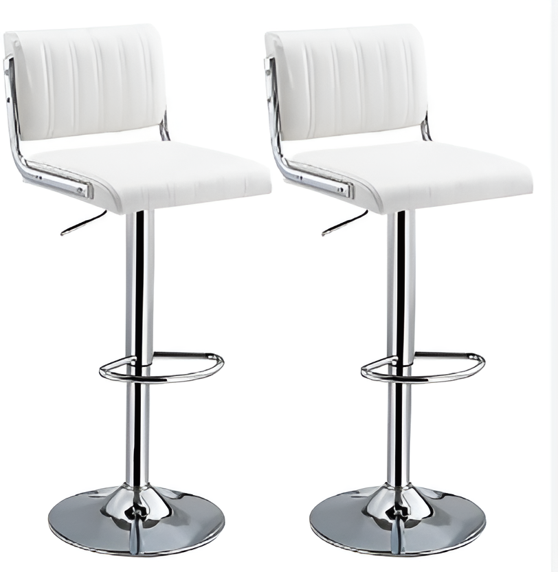 2pcs Kitchen Bar Stools with Chrome Base - White