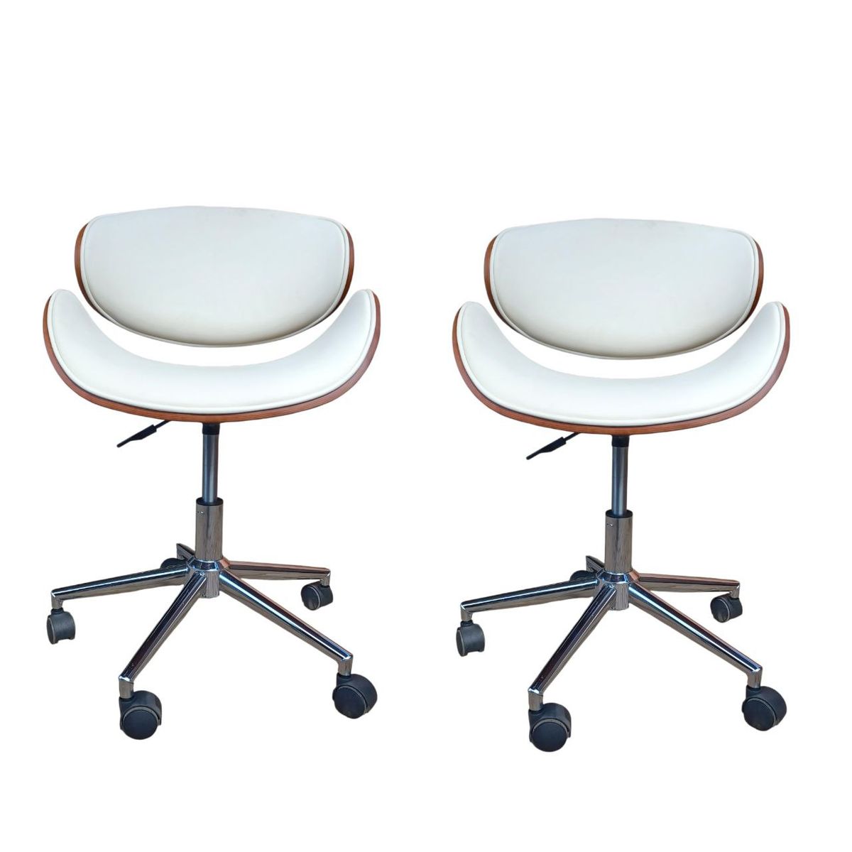 Set Of 2 - S-2015W Office Chair with Chrome Base - White
