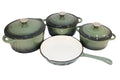 7 Piece Authentic Cast Iron Dutch Oven Cookware Pot Set - Forest Green