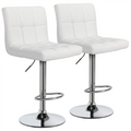 Bar / Kitchen Stools Square Back Counter Swivel -Set of 2- White