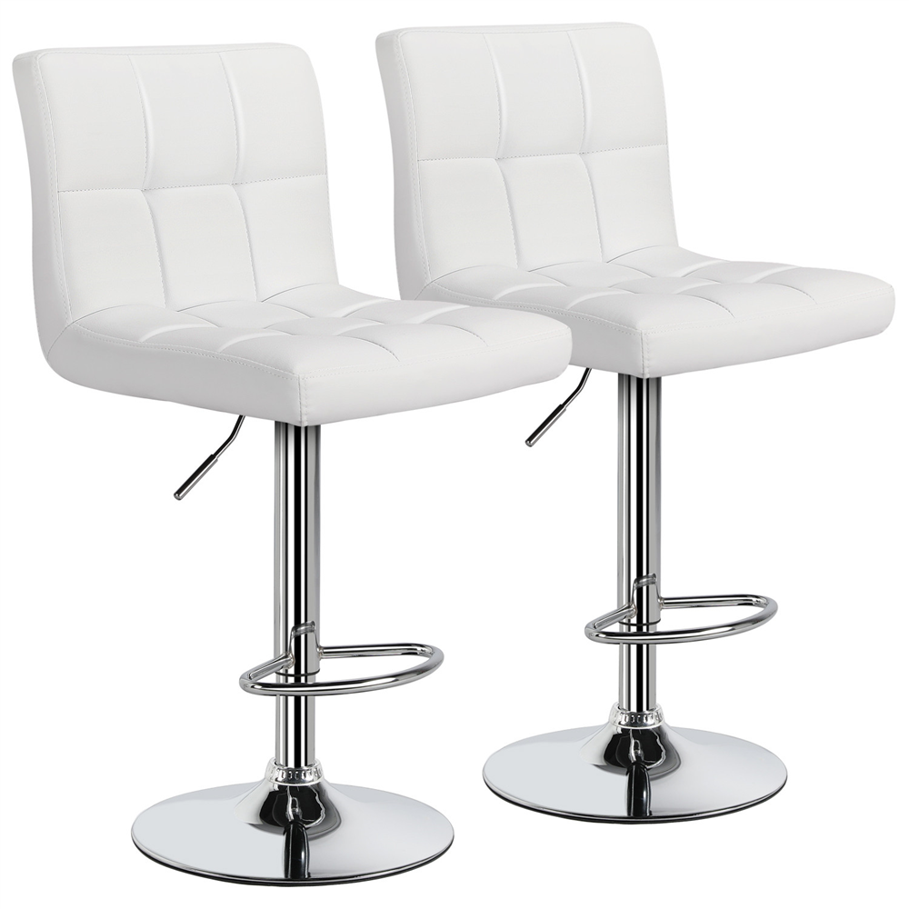 Bar / Kitchen Stools Square Back Counter Swivel -Set of 2- White