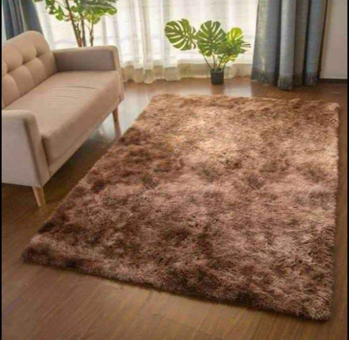 Light Rug Shaggy Fluffy Carpets - Gold