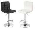 Stylish Chrome Base Bar Stools - Set of 2 - White