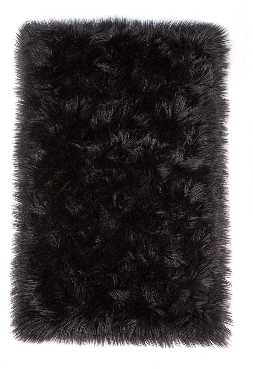 Faux Fur Soft Rug/Carpet - Black