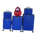 5-Piece ABS Hard-Shell Luggage Set with Vanity Cases & Kids Backpack - Red