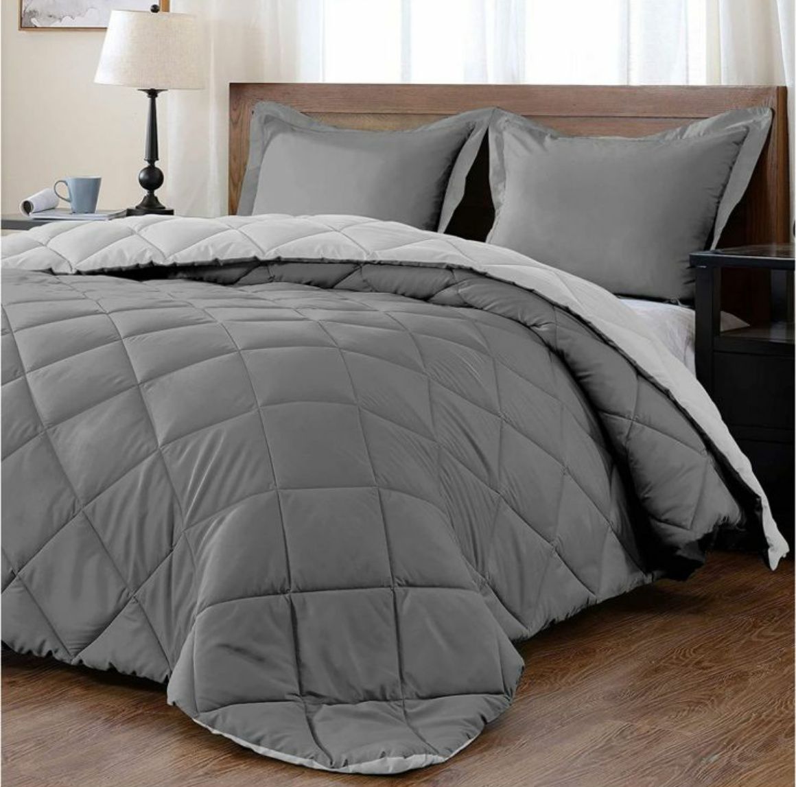 Dream World Reversible 5 Piece Comforter set - Charcoal