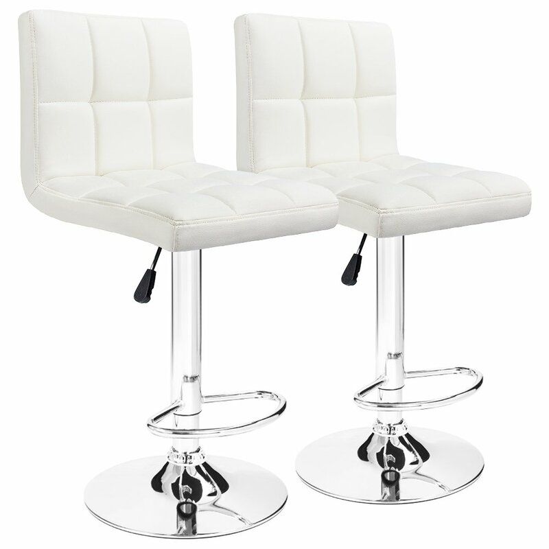 Bar Stools / Kitchen Counter Breakfast Swivel Chairs - 2 Pack - White