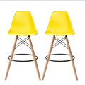 Set Of Two Wooden Leg Dining Chairs - Yellow