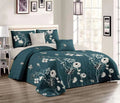 5 Piece Quilt Set Green Bedspread Set