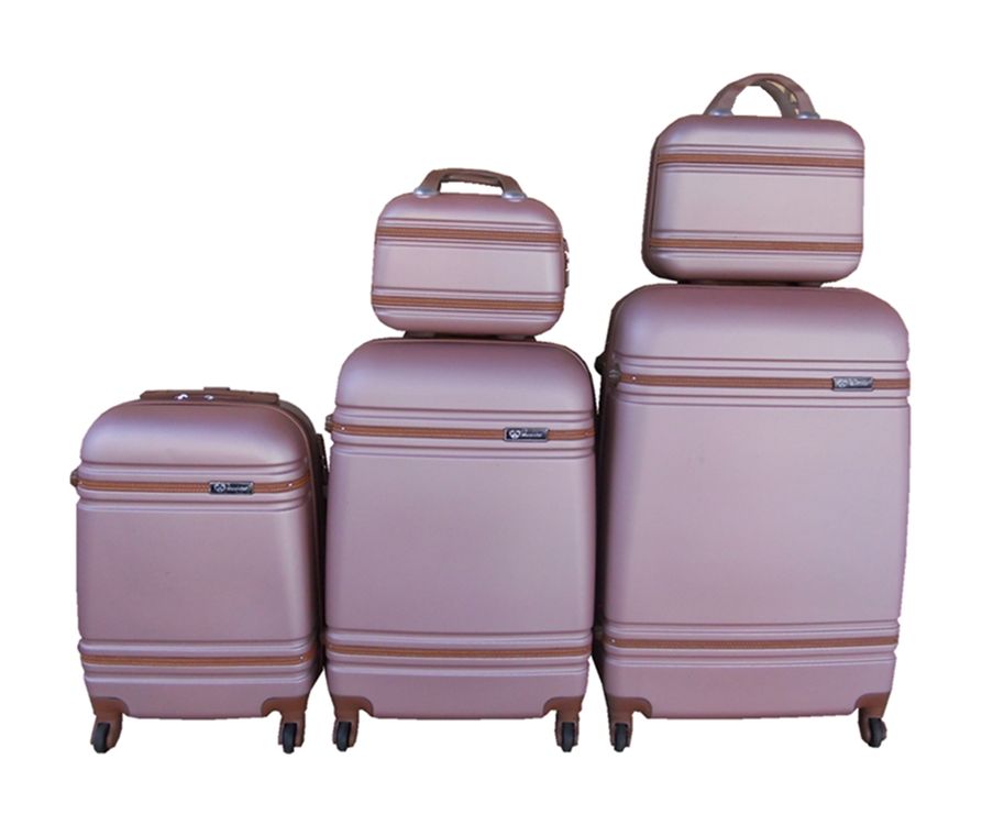 5 Suitcases Travel Trolley Luggage Set - Rose Gold