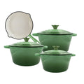 DH - The Best 7 Piece Enameled Cast Iron Dutch Oven Cookware Set - Olive Green