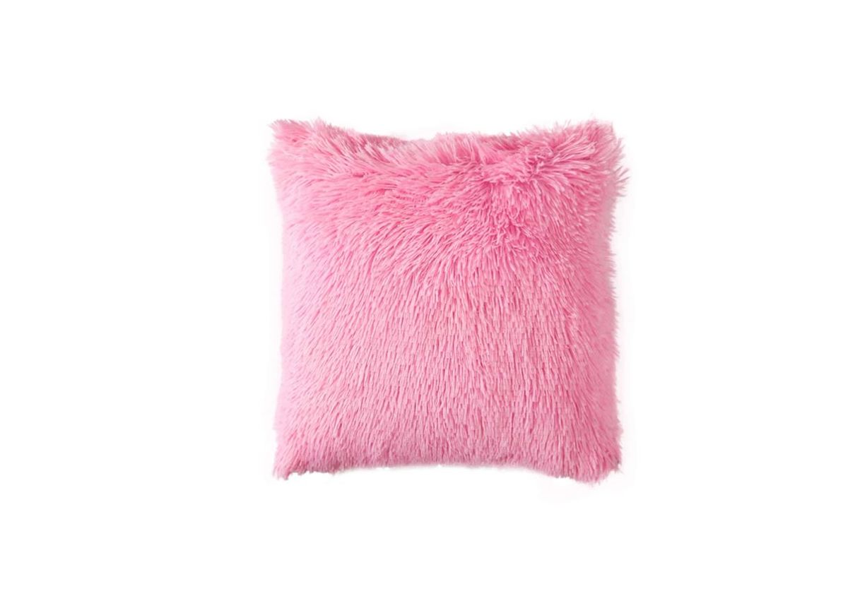 Faux Fur Scatter Cushion Plush Pillow - Pink