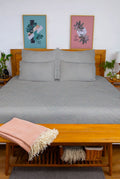 5 Piece Classic Quilted Bed Spread Set - 240cm x 210cm - Grey Quilt