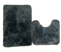 2pc Bathroom Rugs Shaggy Set - Black