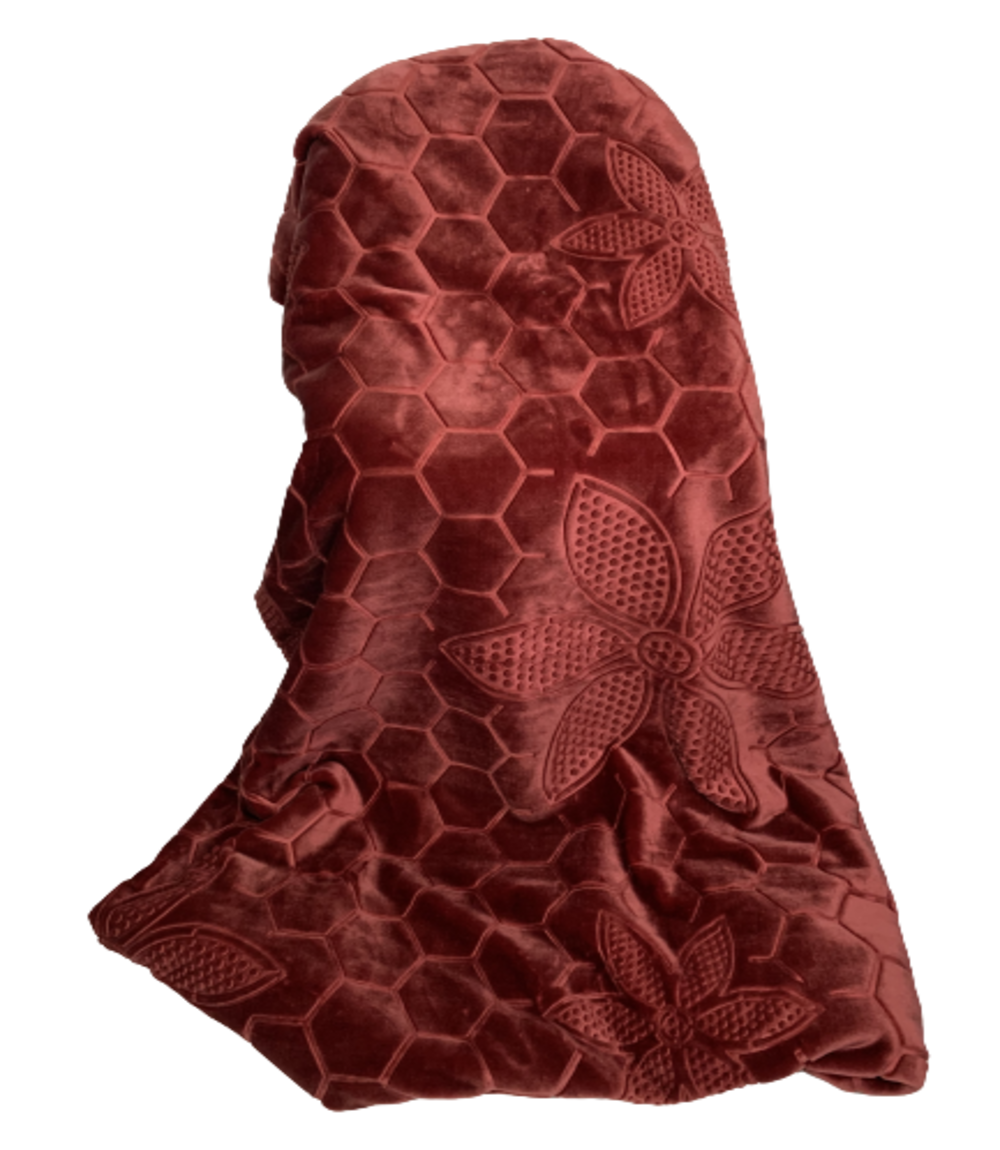 Queen Size Blanket Super Soft Honeycomb Pattern 1 Ply - Red