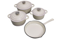 7-Piece Premium White Ceramic Cast Iron Dutch Oven & Cookware Set - White