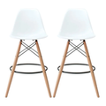 Set of 2 Modern Armless Counter / Bar Chairs - White