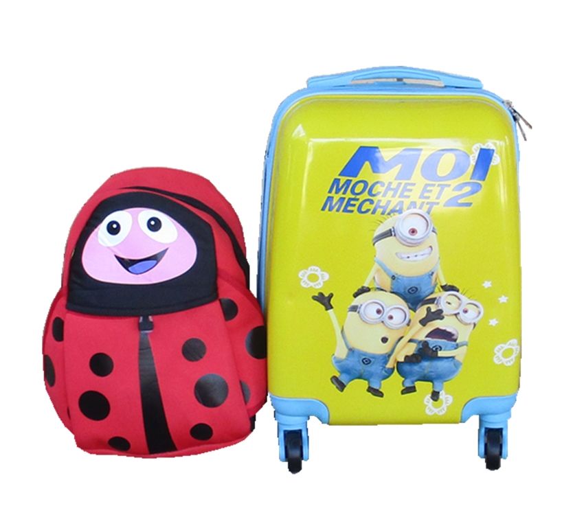 Minions Kids Suitcase & Ladybug Backpack Set - Travel Combo