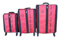 Trolley 3 Piece Travel Luggage Spinner - Rainproof Silk - Red