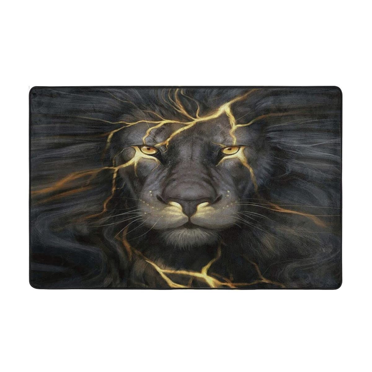 SMTE Polyester Lion Fire Artistic Floor Mat 80x50cm