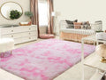 Pink and White fluffy Rug(200x150cm)