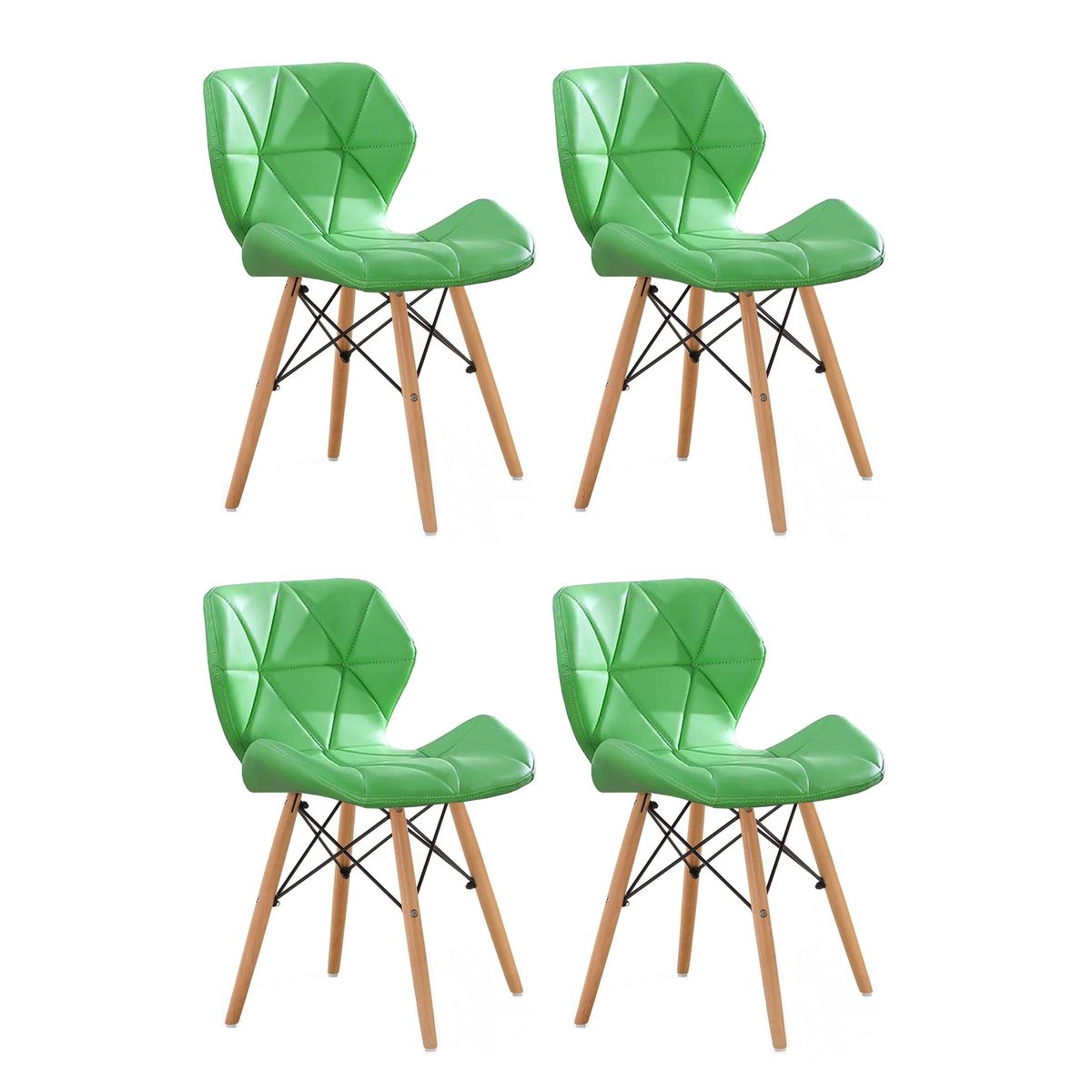 4 Piece Of Multifunctional Scandinavian Butterfly Design Ergonomic Chair Set - Green