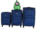 3-Piece Navy Fabric Luggage Set with Spinner Wheels &Green Ladybug Backpack