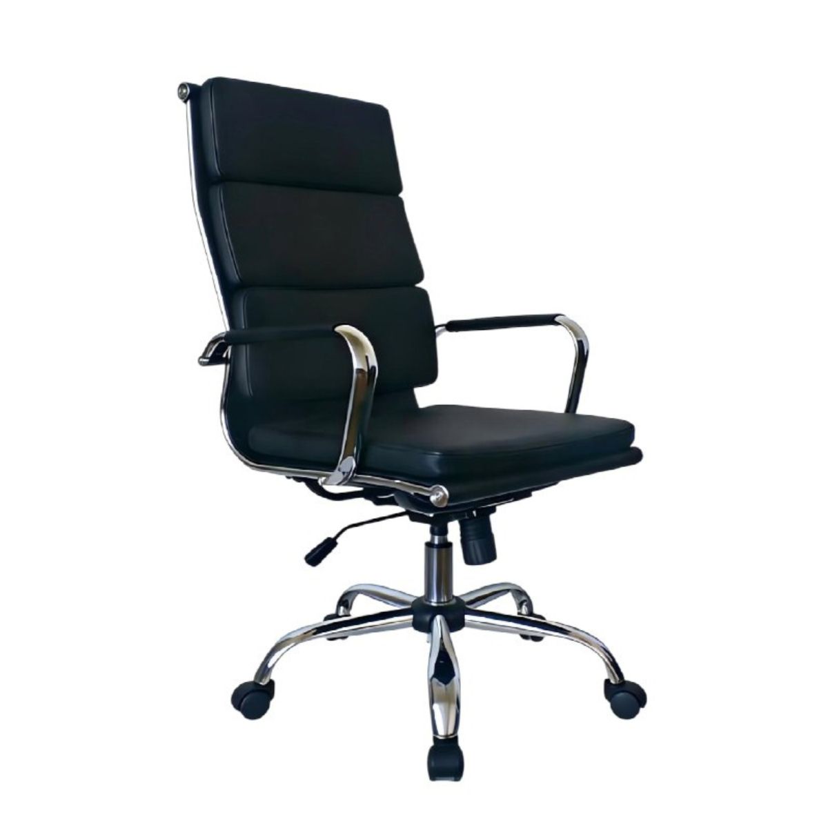 SMTE - Executive Swivel Office Chair, PU Leather & Chrome Base - Black