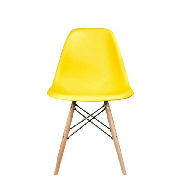 Pre-Assembled Wooden Leg Chair - Yellow