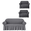 3 Pieces Elastic Stretch Universal Stretch Couch Cover - Grey