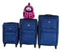 3-Piece Navy Fabric Luggage Set with Spinner Wheels & Ladybug Backpack