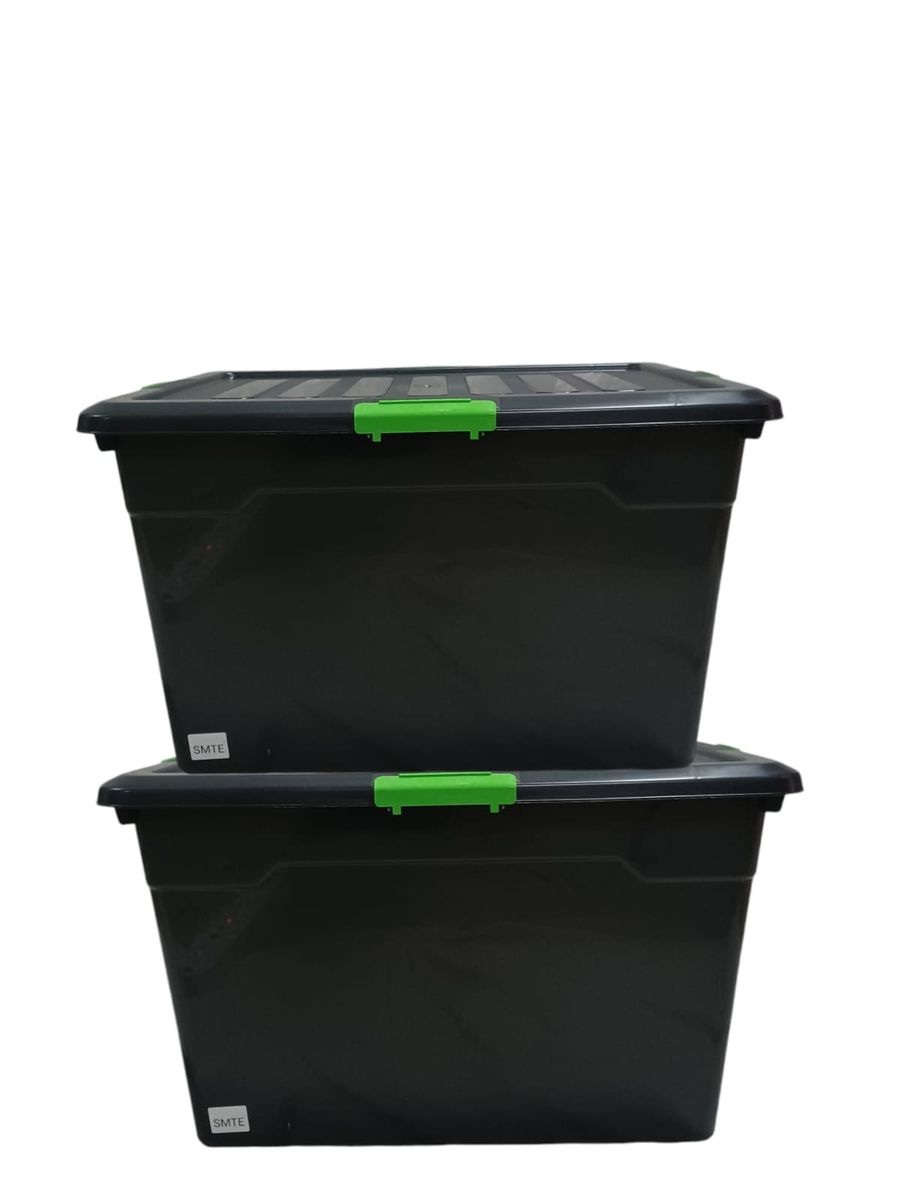 SMTE - 85L Heavy-Duty Plastic Storage Trunks with Locking Lids-Set of 2