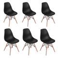 Global 6 Piece Wood Legs Chairs Black