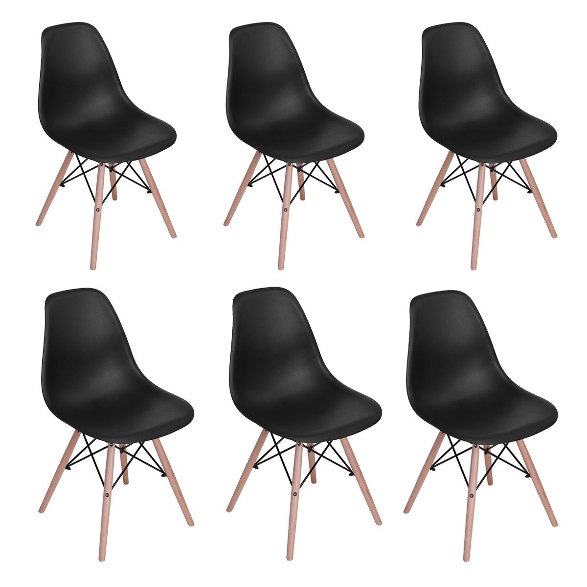 Global 6 Piece Wood Legs Chairs Black