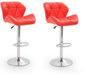 Diamond Padded Bar Stools / Kitchen Counter Chairs - Set of 2 - Red Colour