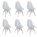 6 Pcs Of Multifunctional Modern Design Transparent Eames Chairs Set - Clear