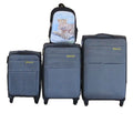 3-Piece Grey Fabric Luggage Set with Spinner Wheels & Leopard Backpack