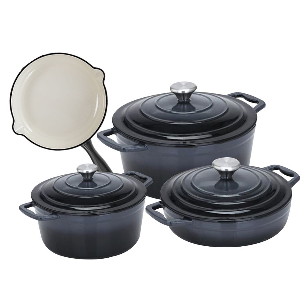 DH - 7 Piece Cast Iron Cookware Set - Grey