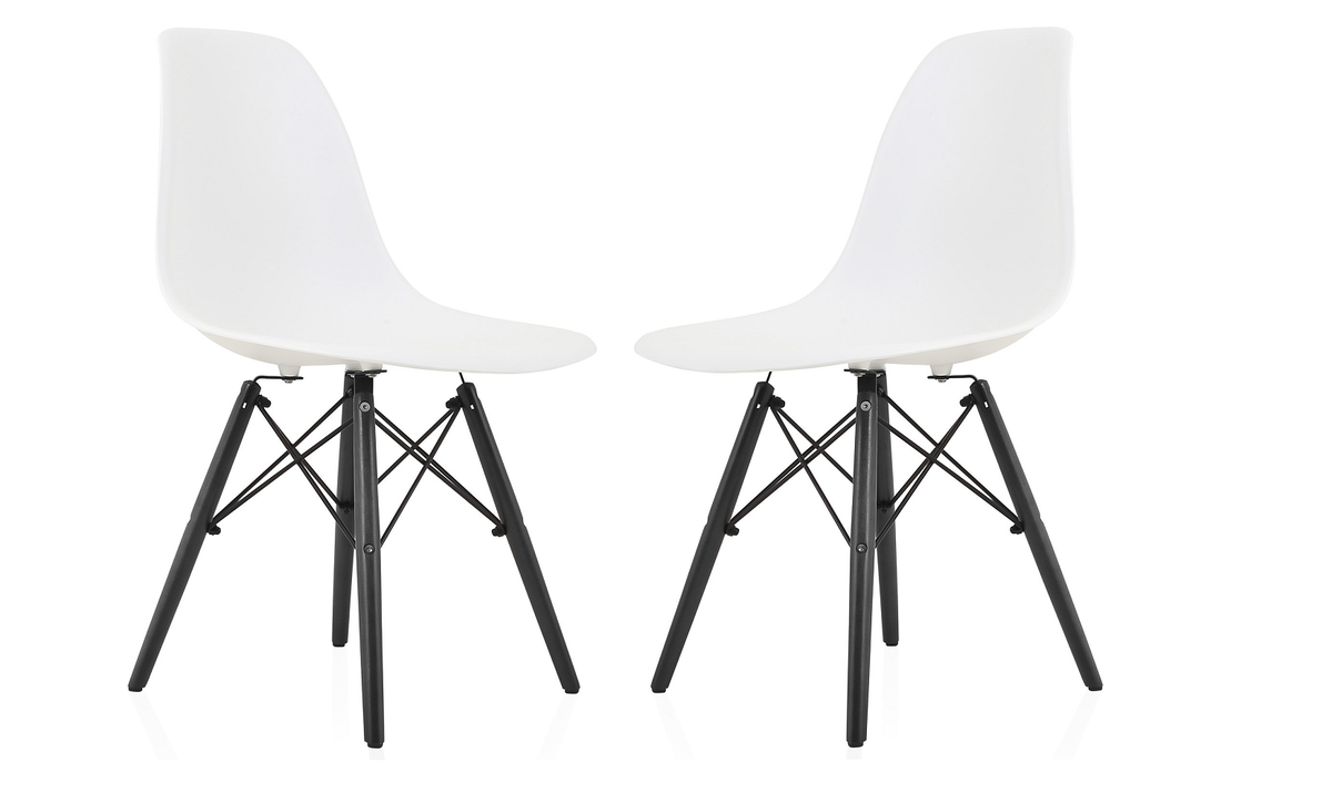 2 x Stylish Black Wooden Leg Chairs