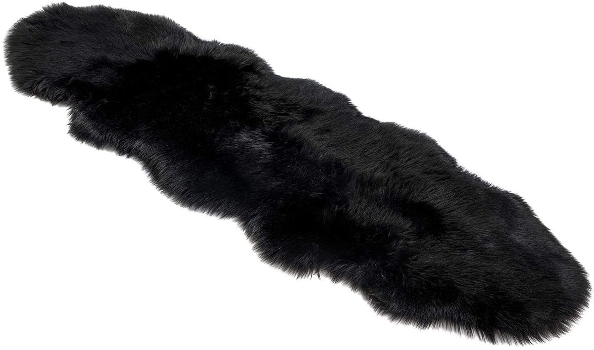Soft Faux Fur Rug Runner - Black
