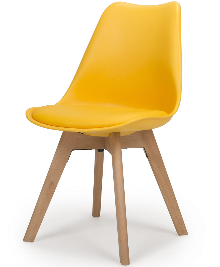 Modern Wooden Leg Chair - Yellow