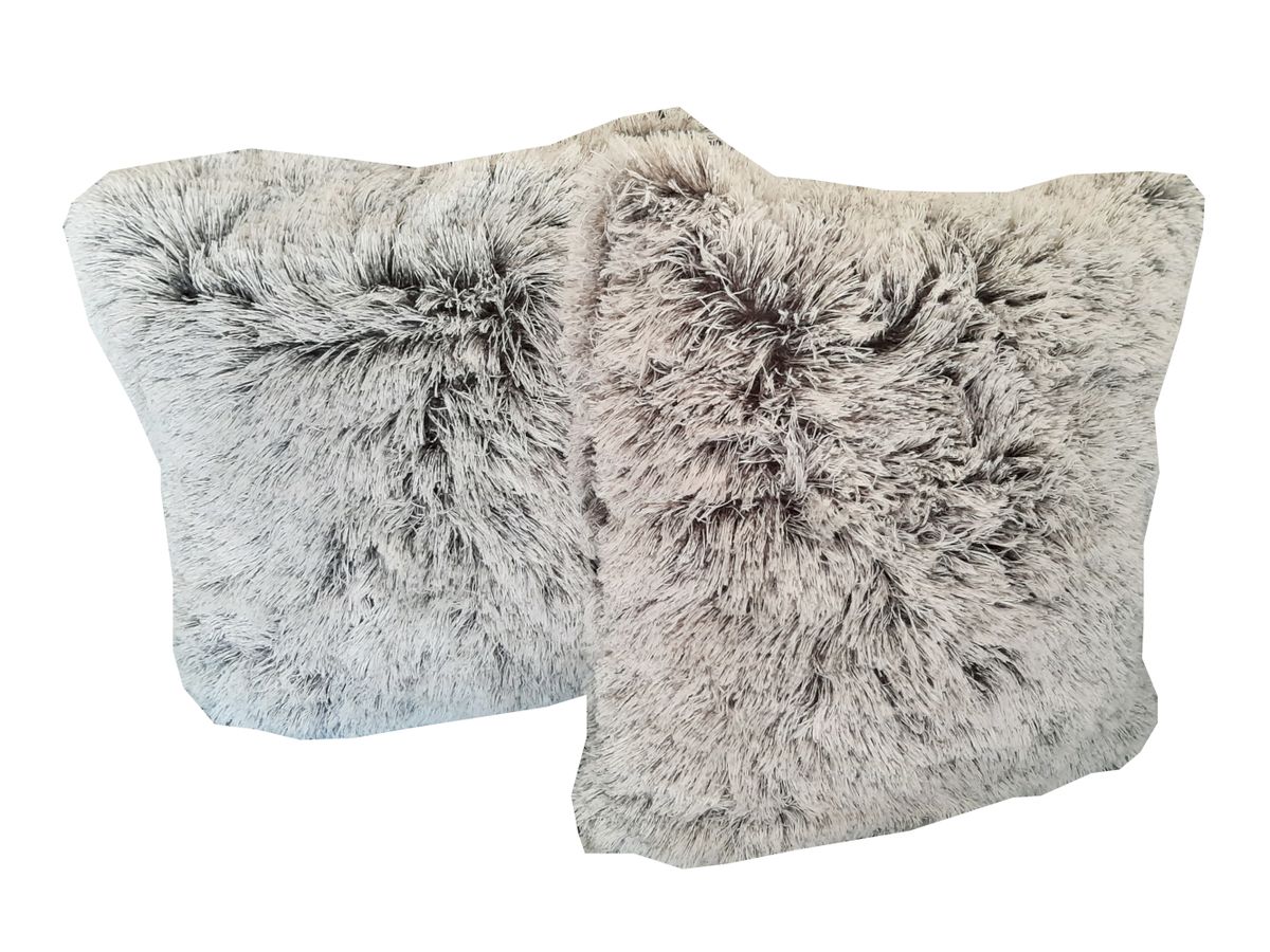 Soft Fluffy Scatter Cushions - Set of 2 - 40x40cm - Grey