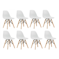 Modren 8 x Wooden Leg Chairs - White