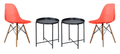 Transparent Color Dining Wooden Leg Chairs and Metal Single Tier Table Set - Red