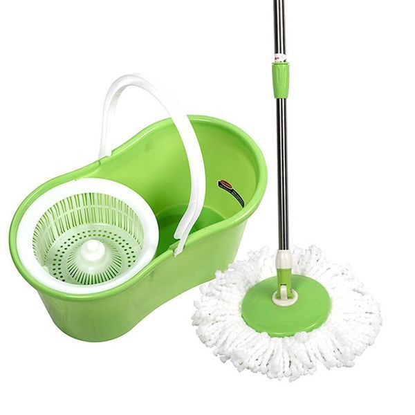Magic Spin Mop And Plastic Bucket Set Rotating 360° - Green - Green