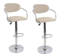 Rattan Bamboo Bar Stools / Kitchen Counter Chairs - 2 Pack - Beige Colour